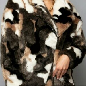 Coalition LA Vegan Faux Fur Marbled Coat Jacket
